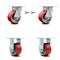 Service Caster 4 Inch Kingpinless Red Poly on Steel Wheel Caster Swivel Locks 2 Rigid, 2PK SCC-KP30S420-PUR-RS-BSL-2-R-2 - alternate 1